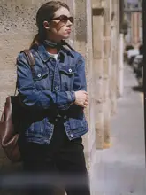 Cycle Document レトロスタイル小翻訳デニムジャケット【フィット感・ショート丈・女性用】
