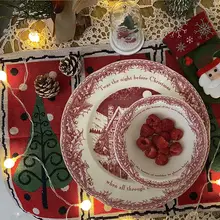 クリスマスイブシリーズ 英国風ビンテージ食器 陶製牛肉皿と朝食皿