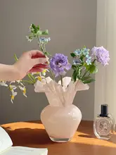エレガントなデザインの透明ガラス花瓶【水耕植物用・デスクトップ装飾】