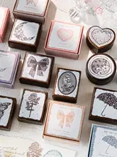 レトロな印章 蝶結びレースローズとスズランの花 DIY素材【デコレーション用】