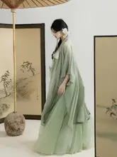 春柳デザインの漢服風レディースドレス【フリル付き・日常使用・春夏対応】
