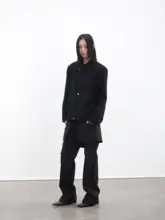 新中式ハイネックデザインの抗皺ジャケット【デコンストラクション・パッド付き・多ボタン】
