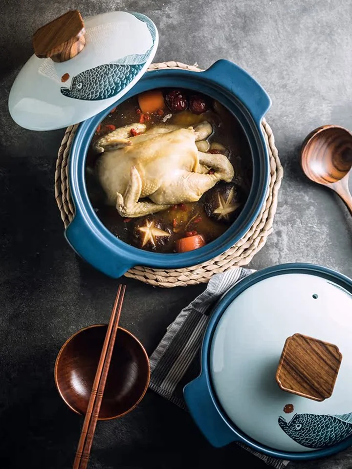 大容量 陶器製土鍋【煮込み料理・スープ・お粥対応】