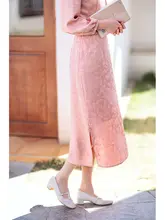 春夏用ピンクの中長丈スカート【優雅な雰囲気・女性用】