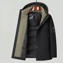 フード付きの防風ダウンジャケット【冬用・厚手・アウトドア用・保温性あり】