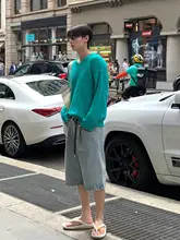 Vネックニット長袖Tシャツ【男性用・ゆったりフィット・防紫外線・通気性抜群】