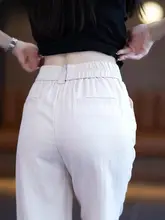 高腰デザインのリネン混ワイドレッグデニムパンツ【夏用・軽量・防UV】