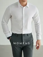 ワイシャツ メンズ ホワイト アセテート 形態安定 防シワ加工 イージーケア ビジネスカジュアル 通勤「MOMENG」