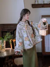 復古刺繍デザイン改良チャイナドレス風コート【加絨素材】