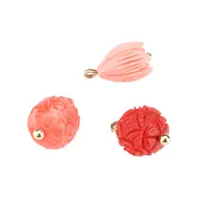 ピンクの金具付き花飾りボタン【復古スタイル・樹脂製・DIY装飾用】