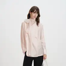 真丝飘带付きルーズシャツ【フランススタイル・ファッショナブル・オールマイティ】