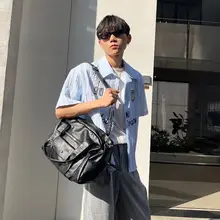ホーボーバッグ 枕型 斜め掛け ショルダー ユニセックス ヴィンテージ ダーク系 カジュアル 着回し ストリート 「YUEN」