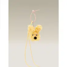 ふわふわの犬型キーホルダー【かわいいデザイン・毛皮のぬいぐるみ】