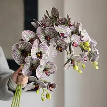 手触りの良いストライプデザインのデンファレ造花【リビング・ダイニングテーブル用・インテリア装飾】
