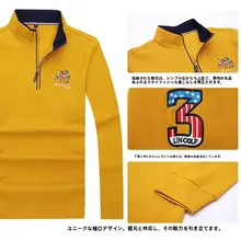 高級コットン 半高ネック  長袖ポロシャツ【男性用・ハーフジップ・秋冬対応】