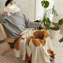 編み地デザインのサンフラワー昼寝毛布【シングル・ソファ用・】