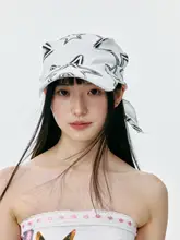 薄手の星柄ハット【春夏秋用・日除け・バンダナ付き・キャップスタイル】