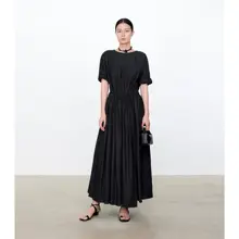 リネンデザインのデコンストラクション風ワンピース【ウエスト部分にディテールあり】