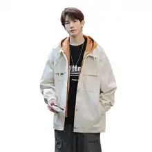 Wassup Happy メンズ秋冬用フード付きジャケット【ゆったりサイズ・偽2点セット・カーゴスタイル】