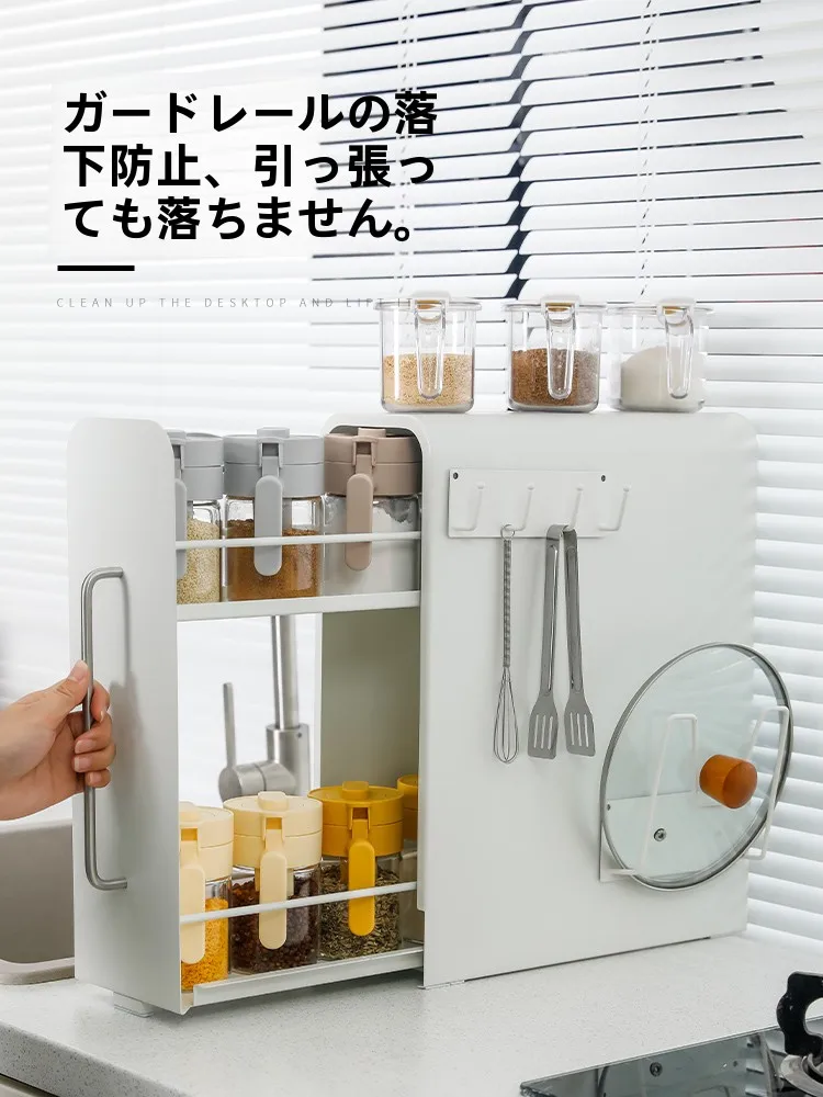 キッチン用調味料ラック：防塵・多段式設計でほこり対策と収納効率を実現