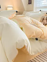 全棉製ベッド用4点セット【学生向け・100%コットン・敷布団カバー付き・クリームカラー】