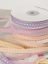 1cm色織りレースエッジの布リボン【DIY手芸材料・ギフト包装・花束用】