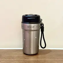 316ステンレス製コーヒー保温カップ【携帯用・シリコンストロー付き・女性向けデザイン】