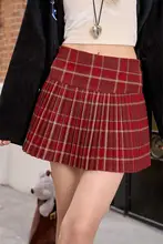 秋のシーズンにぴったり！チェック柄のプリーツスカート【デート用・ミニ丈】（セットアップ対応）
