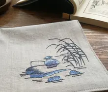 クラシックな刺繍デザインの全棉ハンカチ【中国古風・お土産用】
