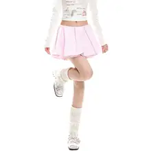 プリーツ ミニスカート レディース ハイウエスト Aライン フラワーバケット 春物 ガーリー スクール風