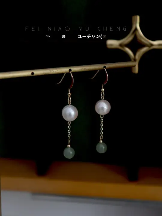 復古フランス風バロックパールイヤリング【和田玉使用・上級デザイン・女性用】