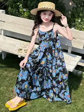 子供用 サマー ドレス【フラワープリント・ノースリーブ・リゾートスタイル】