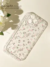 やわらかなピンクの花柄iPhoneケース【シンプルで可愛い・透明シリコン・iPhone対応】