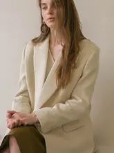 dailyart レディース ヴィンテージ風 ショルダーパッド付き ルーズフィット 体型カバー ジャケット