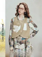春の新作！アートスタイルの短丈ベスト【レトロデザイン・女性用・グラフィックプリント】（セットアップ対応）