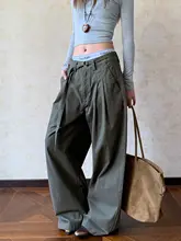 ヴィンテージストリートスタイルのウエストベルト付きワイドパンツ【フィット・ドレープ感】