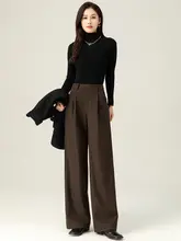 高腰ワイドレッグパンツ【グレー・落ち感のあるゆったりシルエット・カジュアルタイプ】（セットアップ対応）