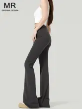 加絨のハイウエスト微フレアカジュアルパンツ【フィット感抜群・女性用・秋冬用】