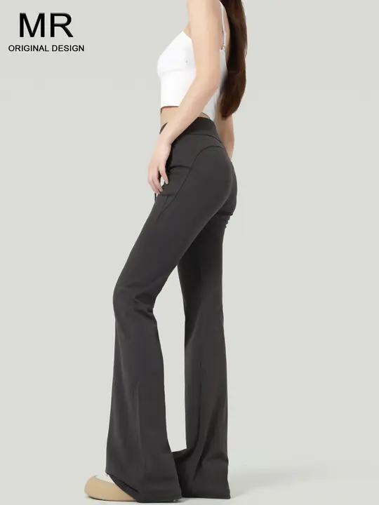 加絨のハイウエスト微フレアカジュアルパンツ【フィット感抜群・女性用・秋冬用】