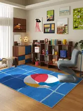青いプールボールデザインのラグ【リビングルーム・子供部屋・洗濯不要・高級感あり】