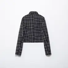 チェック柄の短丈ジャケット【秋冬用・ファッション・レディース】
