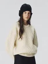 高級感のあるニットセーター【ウール・麻花模様・ゆったりフィット・秋冬用】