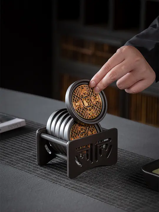 茶マット 丸型 ユーザー 茶道 耐熱素材 レトロ デザイン