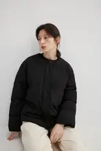 HABITS ダウンジャケット【黒・ノーカラー・隠しファスナー・ショート丈】