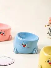 猫用陶製食器【水と餌に対応・高脚・白鹅绒使用】