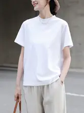シンプルなハイネックTシャツ【カジュアル・フィット・コットン・夏用】