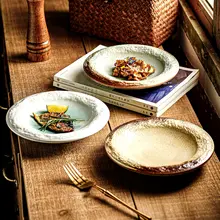 美しいデザインの陶器製ディッシュプレート【朝食用・フレンチスタイル】