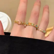 カラフルなキャッツアイリング【女性用・オープンデザイン・重ね着け対応】