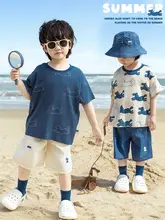 子供用 夏向け 涼感ノースリーブタンク  トップ【丸首・ルーズフィット・ショートパンツ・小馬シリーズ】（セットアップ対応）