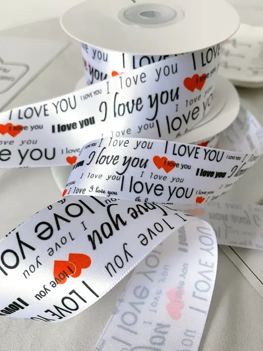 結婚式用リボン【i love youプリント・ポリエステル製・高級ギフト包装用】